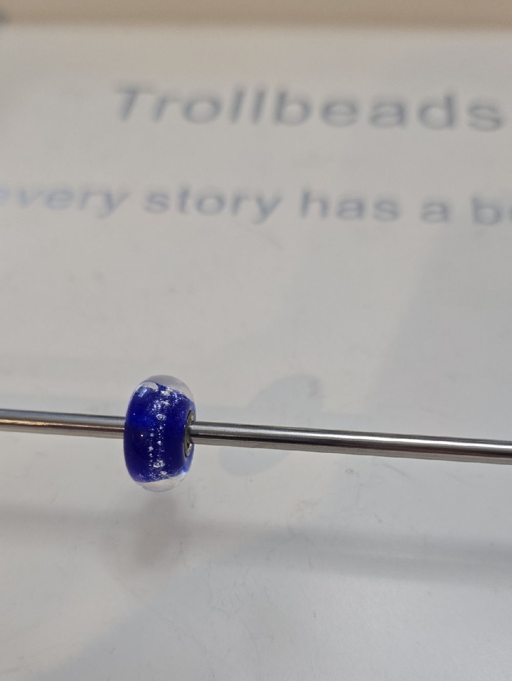 Trollbeads Cobalt Blue Glass  Bead with Clear Edges And Clear Bubbles